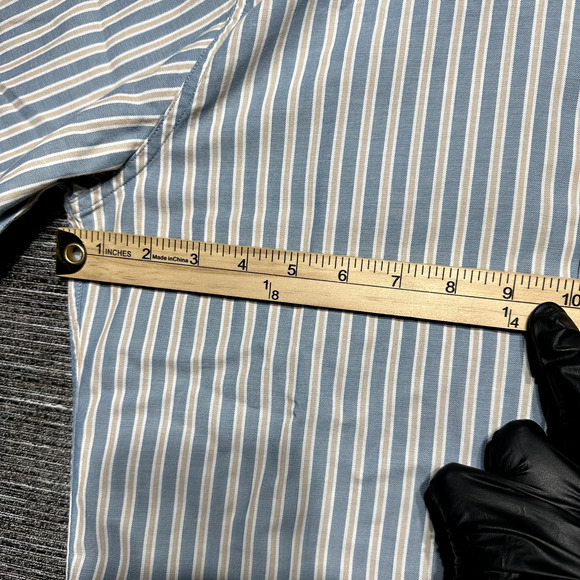 L.L. Bean Shirt Men's M Trim Blue Striped Short Sleeve Button Up 262284 - Picture 6 of 10